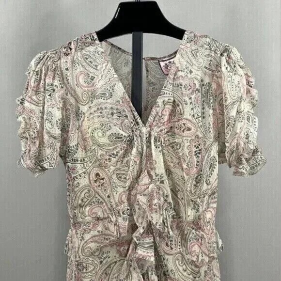 NEW Juicy Couture Dress Womens 4 pink tan paisley floral silk designer - Picture 2 of 10